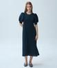 Waiowai Puff Sleeve Feminine Pleated Dress_2 Colors