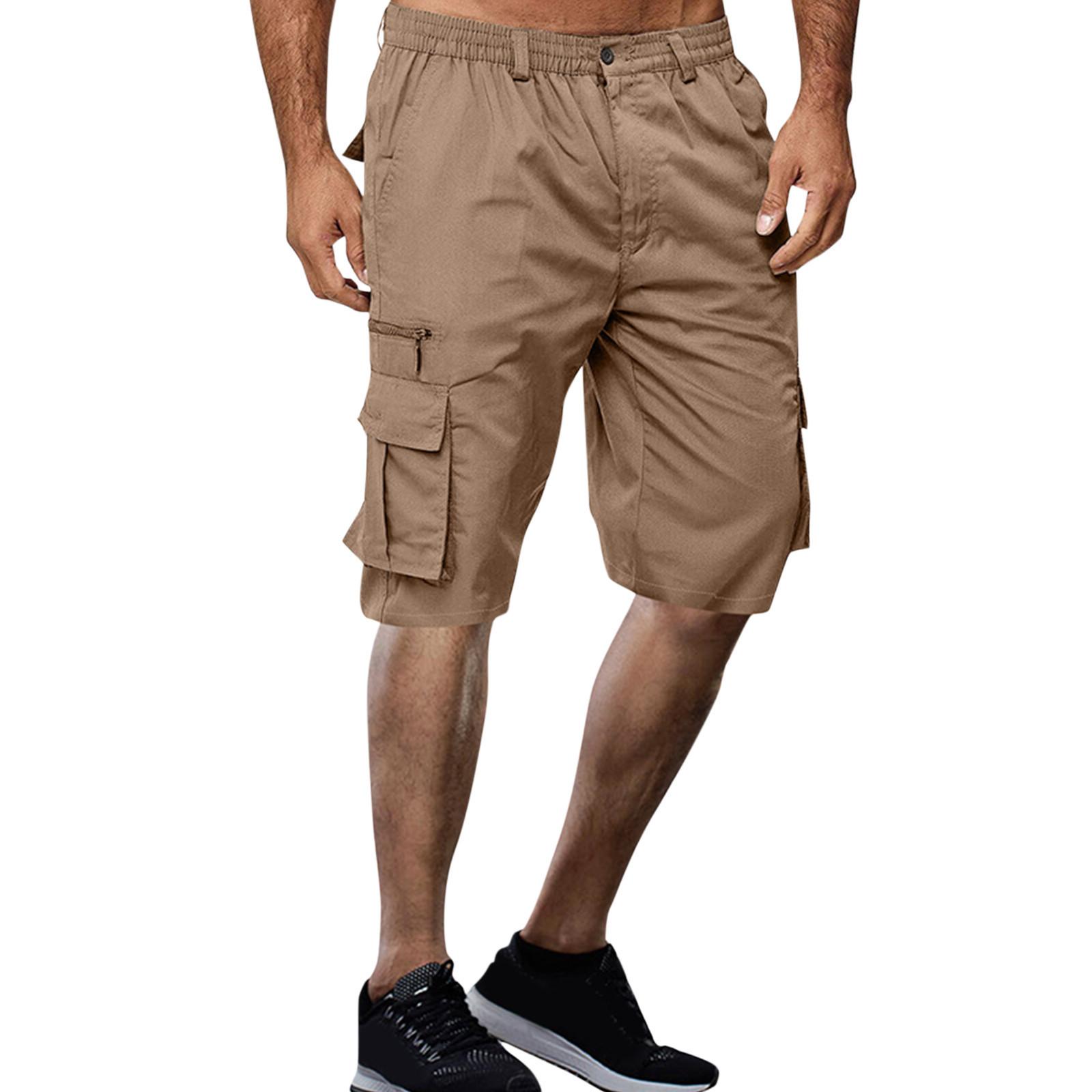 Men s Casual Multi-pocket Work Shorts Fashion Men s Loose Outdoor Casual Trousers Five Trousers M хаки