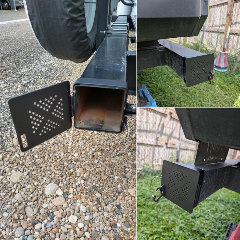 4Inch Square Bumper End Caps Metal Bumper Cover Sewer Port Cover With Vent Holes for Sewer Hose Easy Installation