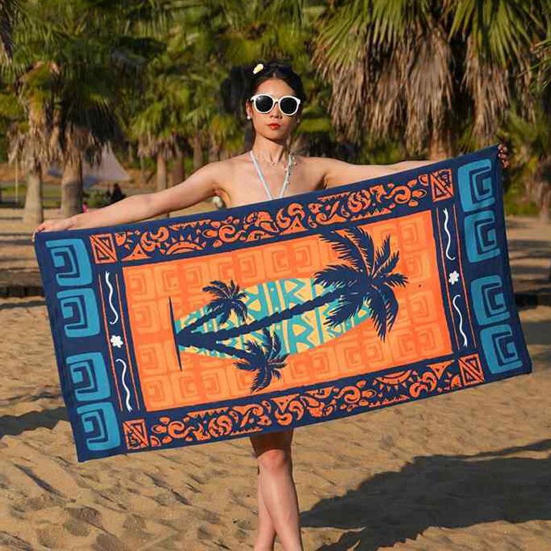 

1PC Large Quick-Drying Beach Towel Tropical Plant Print Absorbent for Swimming Vacation Camping W40*H60(CM)