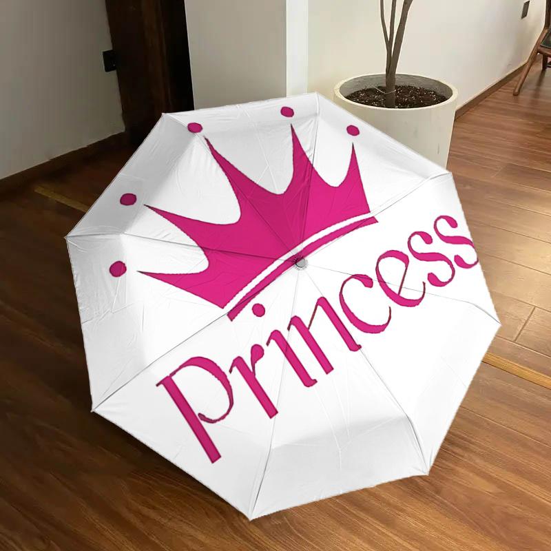 

Princess Crown Design Automatic Folding Umbrella Portable 3 Fold Design with 8 Bone Steel Frame,Perfect for Outdoor Use,Festive Gifts,T