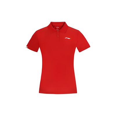 Li Ning Feather Series Einfarbig Schnelltrocknendes Kurzarm-Poloshirt Damen Poloshirts Stierrot APLR126-2