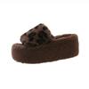 Women's Winter Thick Sole Slippers Suede Open Toes Leopard Print  Shoes for Women Keep Warm Anti-slip Middle Follow Indoor 2025