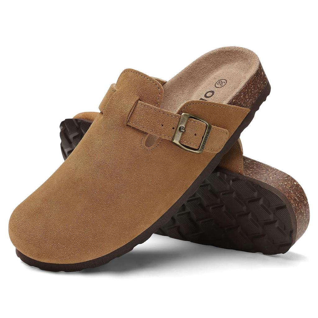 Fashion Litfun New Men's Clogs Genuine Suede Mules Slippers Fashion Men's Cork Sandals With Arch Support Classic Men Cork Footbed Clogs