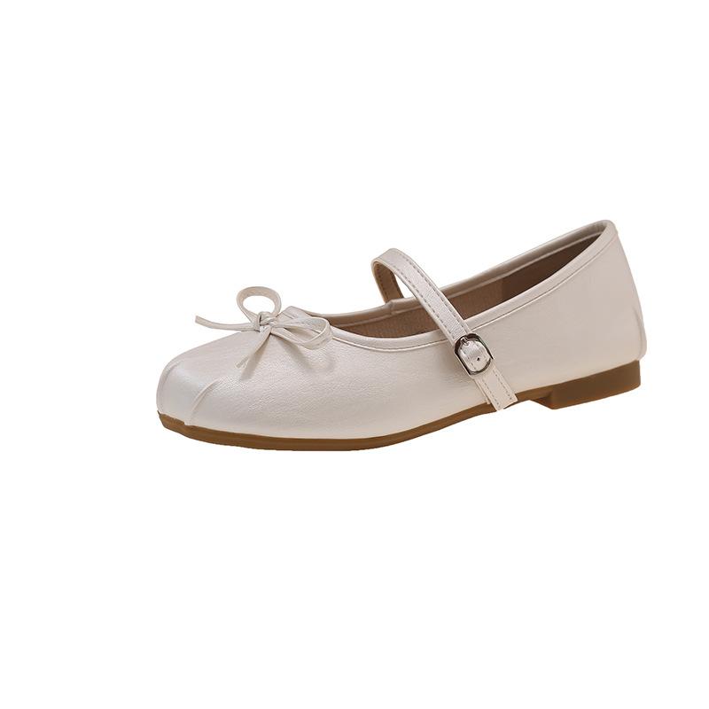 

Shallow mouth flat bottom ballet single shoes women s 2025 spring and autumn new models with skirts French bow Mary Jane single shoes women 35