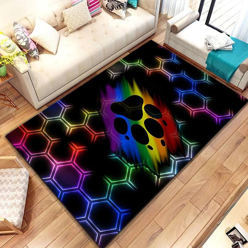 Cartoon Animal Paw Print Carpet Farmhouse Style Indoor Floor Mat Non Slip Area Rug for Living Room Home Decor Entrance Doormat