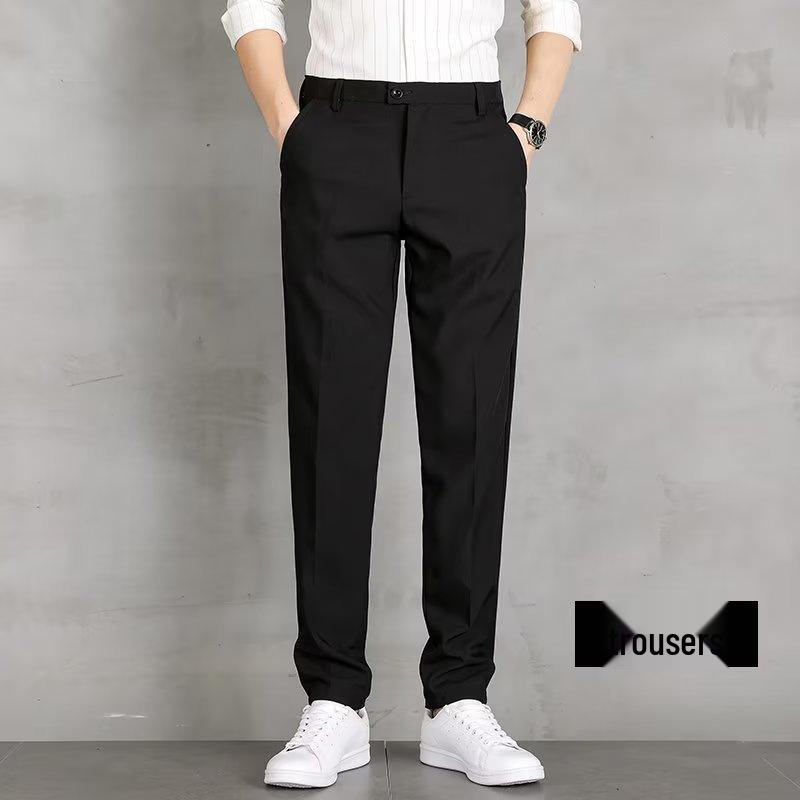 

Men s Korean Style Trendy Slim Fit Nine-Point Suit Pants - Casual Spring/Summer Trousers 28 чёрный