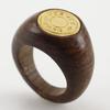 HERMES Serie Ring Brown Wood/Plated Gold #6.6(US Size) 5.4g Women Used