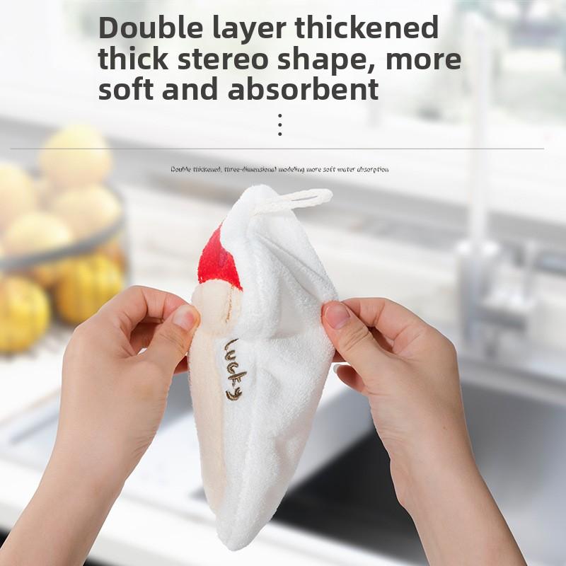 Cute Absorbent Hanging Thickened Bathroom Kitchen Hand Washing Small Towel