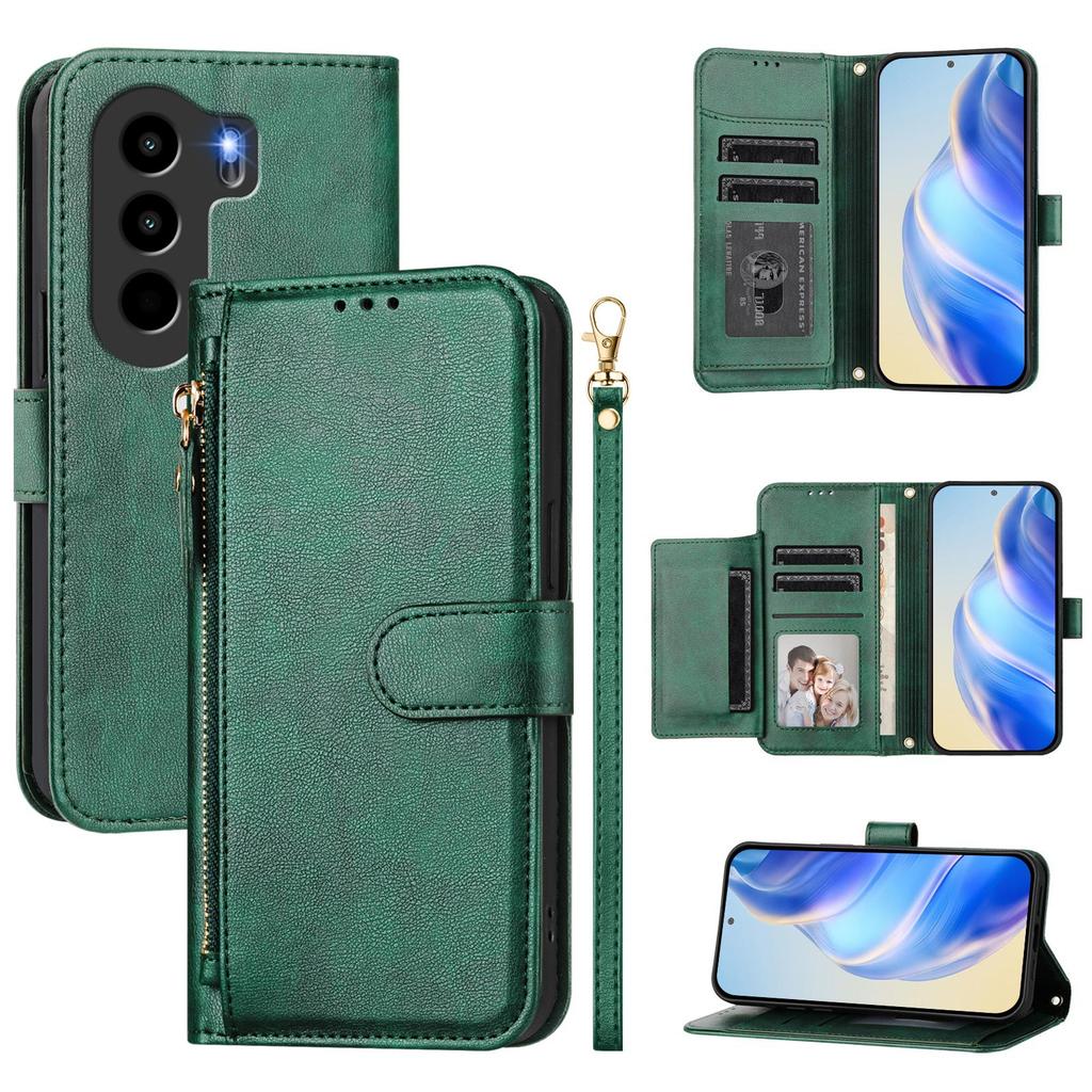 For Itel Power 70 4G Case Zipper Pocket Multiple Card Slots Leather Phone Cover