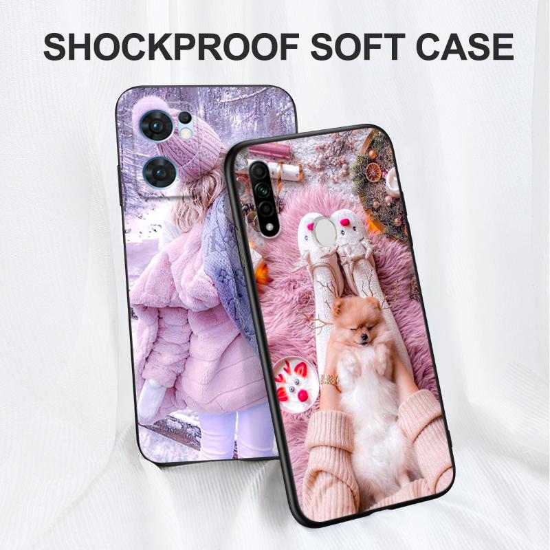 Black Tpu Case For Realme 9 Pro Plus 9i GT Neo2 Narzo 10A 20A 20 30 30A 50A 50i 4G 5G Winter Girl Christmas