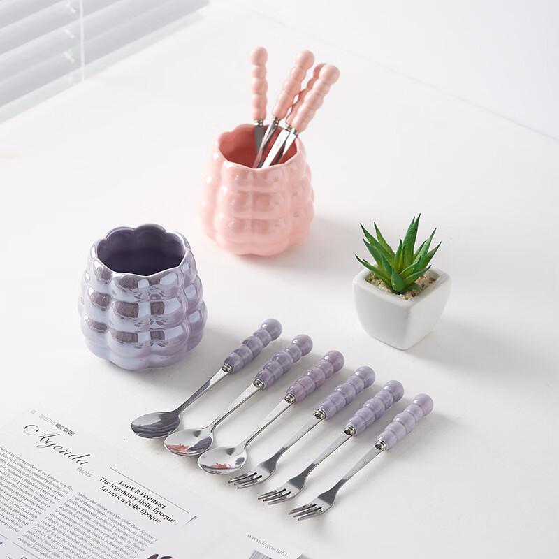 Zhi Shi Cream Style Fruit Fork Set