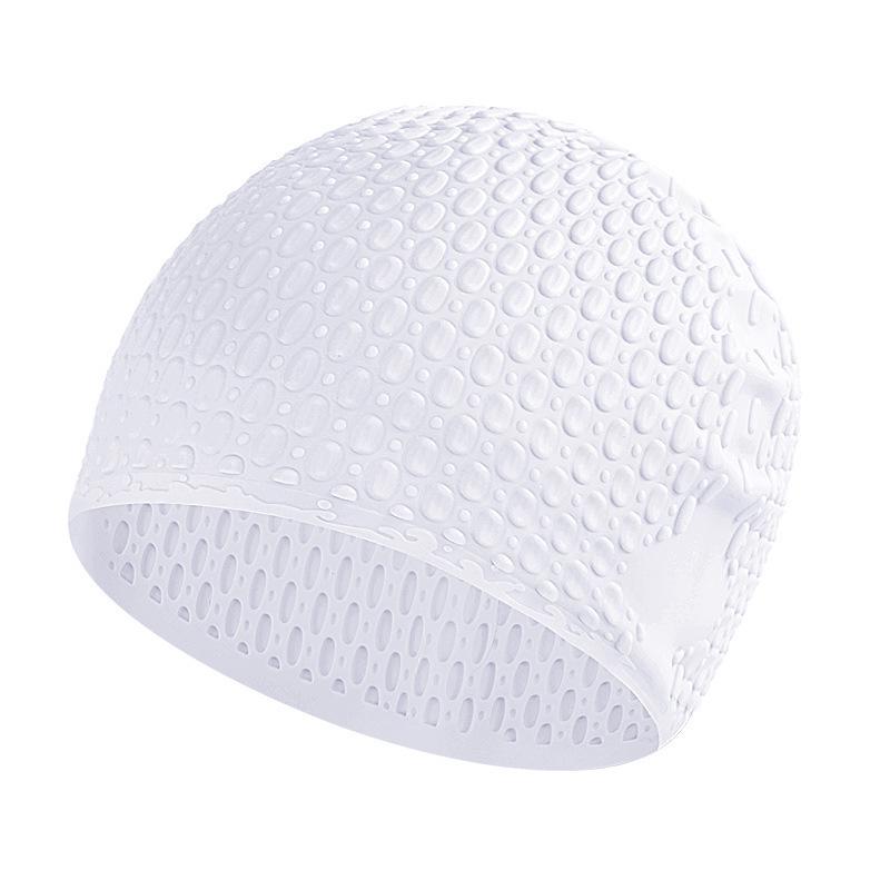 Summer Silicone Water Drop Swim Cap - Extra Elasticity, Ear Protection, Large Size for Long Hair, Comfortable Fit.
