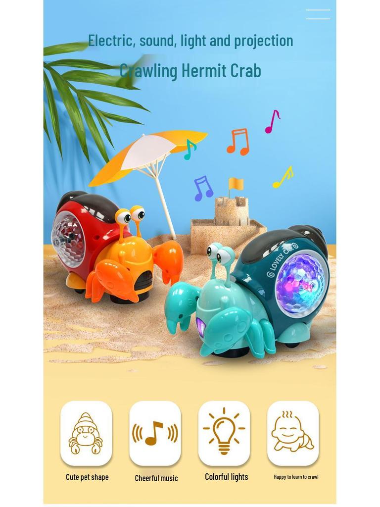 Electric Colorful Hermit Crab Toy with Music and Light Projection