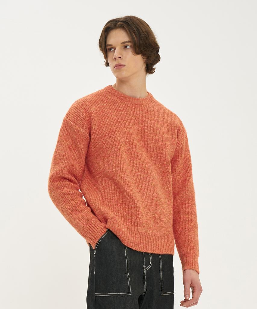 BLOND9 Grace Wool Rib Knit Sweater_Grapefruit Orange