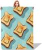 Toasty Breakfast Throw Blanket 50x60 Inch, Quirky Food-Themed Blankets for Kitchen or Dining Area, Playful Toast and Butter Patt