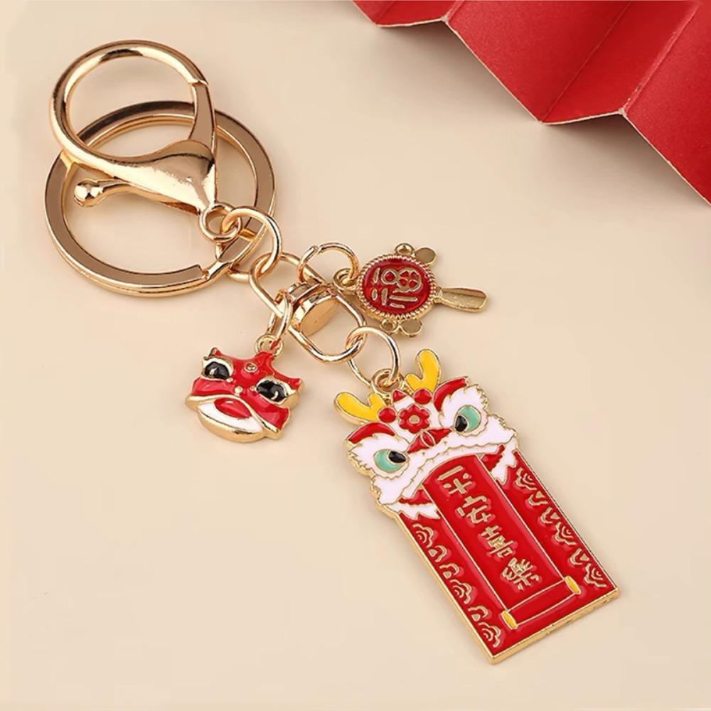 Wealth Key Ring Accessory Chinese Style Key Lucky Pendant Lion Dance Keychain  Women/Men