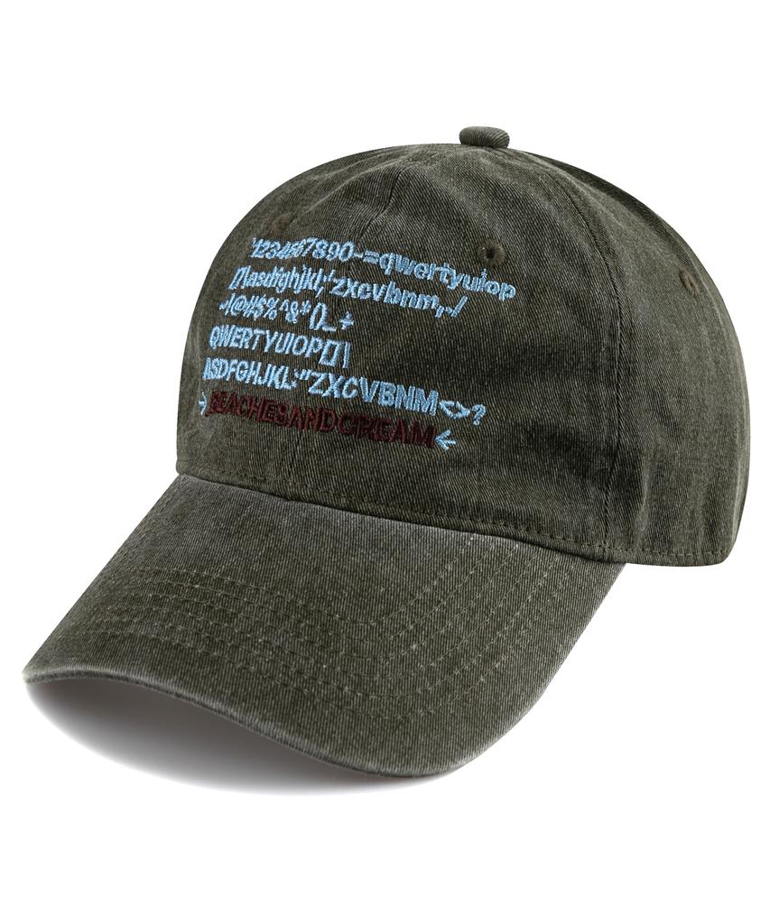 Bichiseuaenkeulim Text Pigment Ball Cap-Khaki