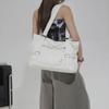 Large Leather Tote Bag with Front Zip Pocket and Adjustable Straps Stylish Women's Everyday Shoulder Bag