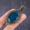 Natural Blue Amber Gemstone Handmade Copper Wire Wrap Pendant Jewelry 2.76" S7U64