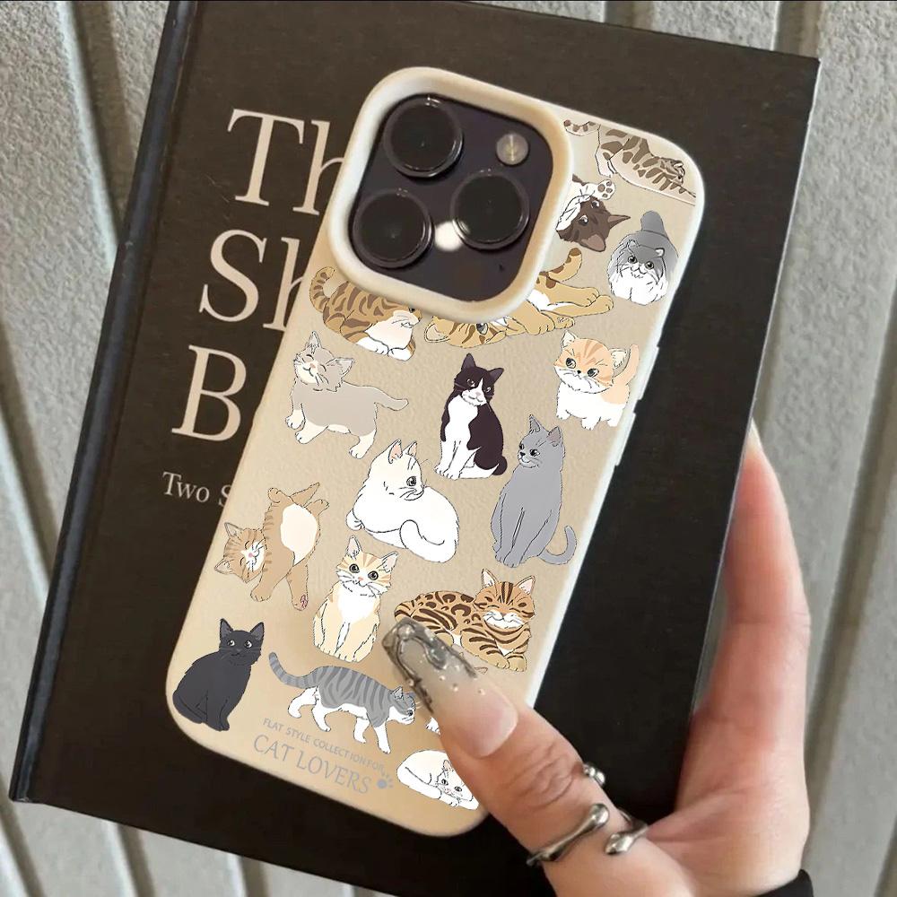 

HOT Cartoon Full Screen Cat Lichee leather pattern Phone Case For Samsung S26 S25 S24 S23 S22 S21 S20 S10 Plus FE Ultra 4G 5G Samsung S24 Plus 5G