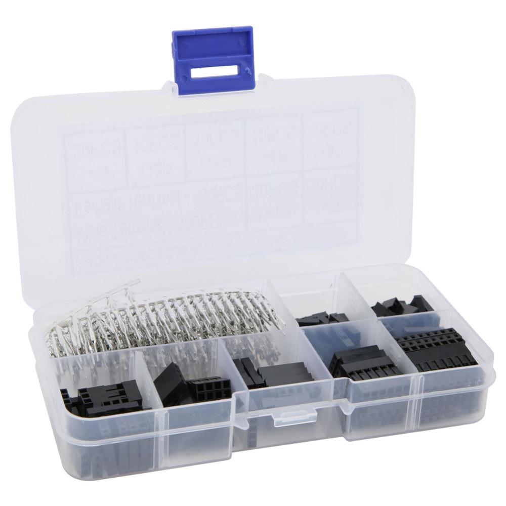 310PCS 2.54mm Pitch Wire Jumper Connector 9 Value Crimp Pin Terminal Kit Electrical Connections
