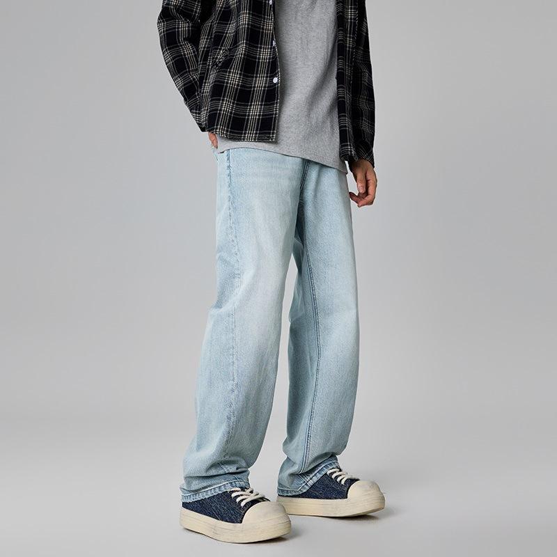 

Новые весенне-летние японские свободные прямые мужские джинсы Структурные универсальные джинсы 40 синий