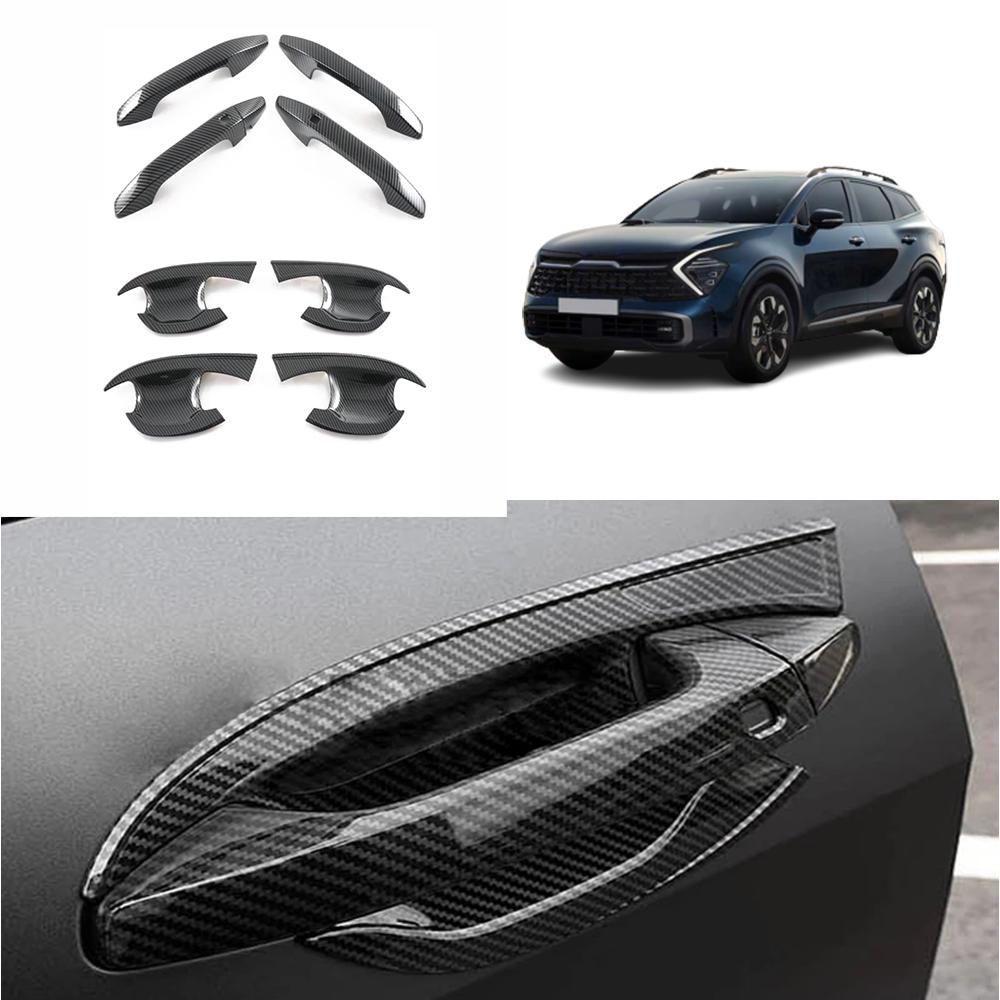 

For Kia Sportage NQ5 Carbon Fiber Side Door Handle Cover door bowl Trim Protector Garnish Sticker Accessories ABS carbonfiber A