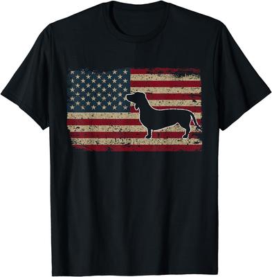 Funny Dogs Dachshund America Flag Patriotic Weiner Dog Gift Unisex T-Shirt