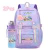 2 Stück/Set Niedlicher bedruckter Rucksack mit 750 ml Outdoor-Sport-Wasserflasche Schüler Mädchen Junge Schultasche Großes Fassungsvermögen Reisetasche Geschenk