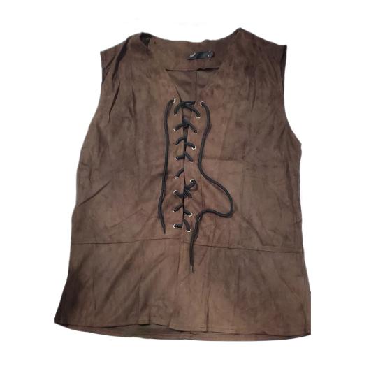 

Мужской винтажный жилет, средневековый жилет с v-образным вырезом, без рукавов, на шнуровке, кардиган, однотонный, тонкий, в стиле стимпанк, жилет в стиле Ренессанс, в готическом стиле 2XL кофейный