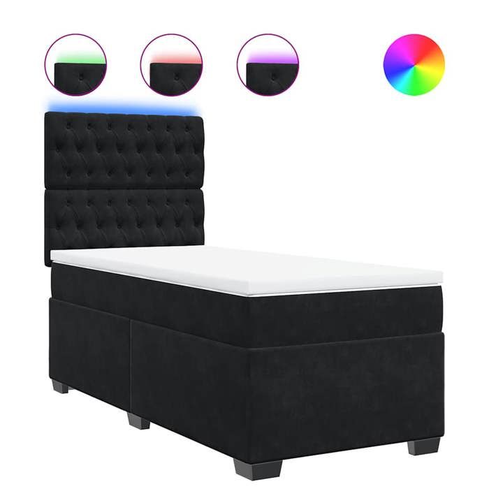 VidaXL Bed Slat Base with Mattress Black 90x190 Cm Velvet, Bed, Platform Bed, Panel Bed, Furniture of 3293094