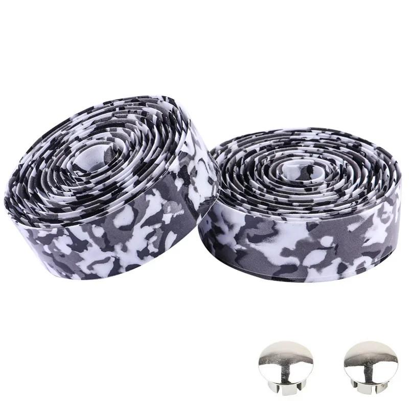 1 pereche de bandă de ghidon pentru bicicletă de drum, respirabilă, anti-alunecare, bandă pentru bicicletă cu burete, camuflaj, absorbant șoc, mâner, accesorii MTB