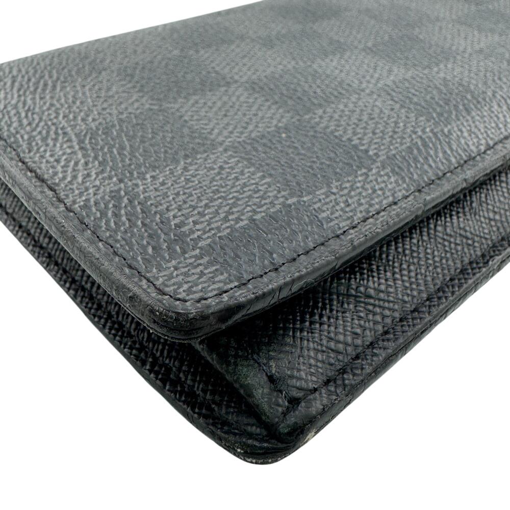 LOUIS VUITTON N62665 Damier Grafitte leather Brazza Portefeuille Purse gray leather mens Used