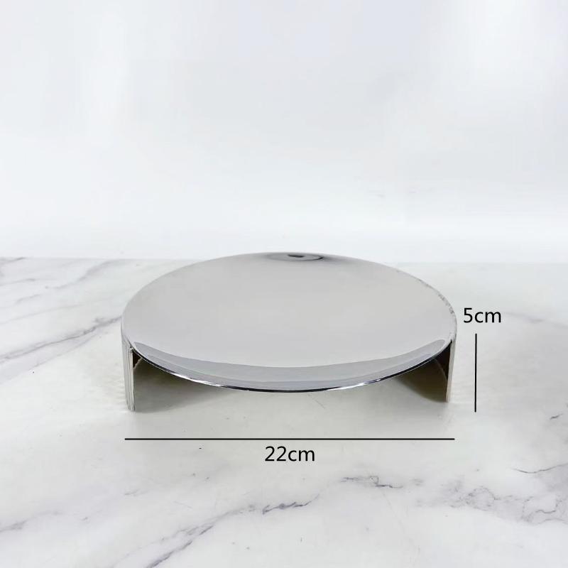 

Mirror Pleated Stainless Steel Tray, Circular Metal Tray, Fruit Plate, Tableware, Living Room Coffee Table Storage Tray