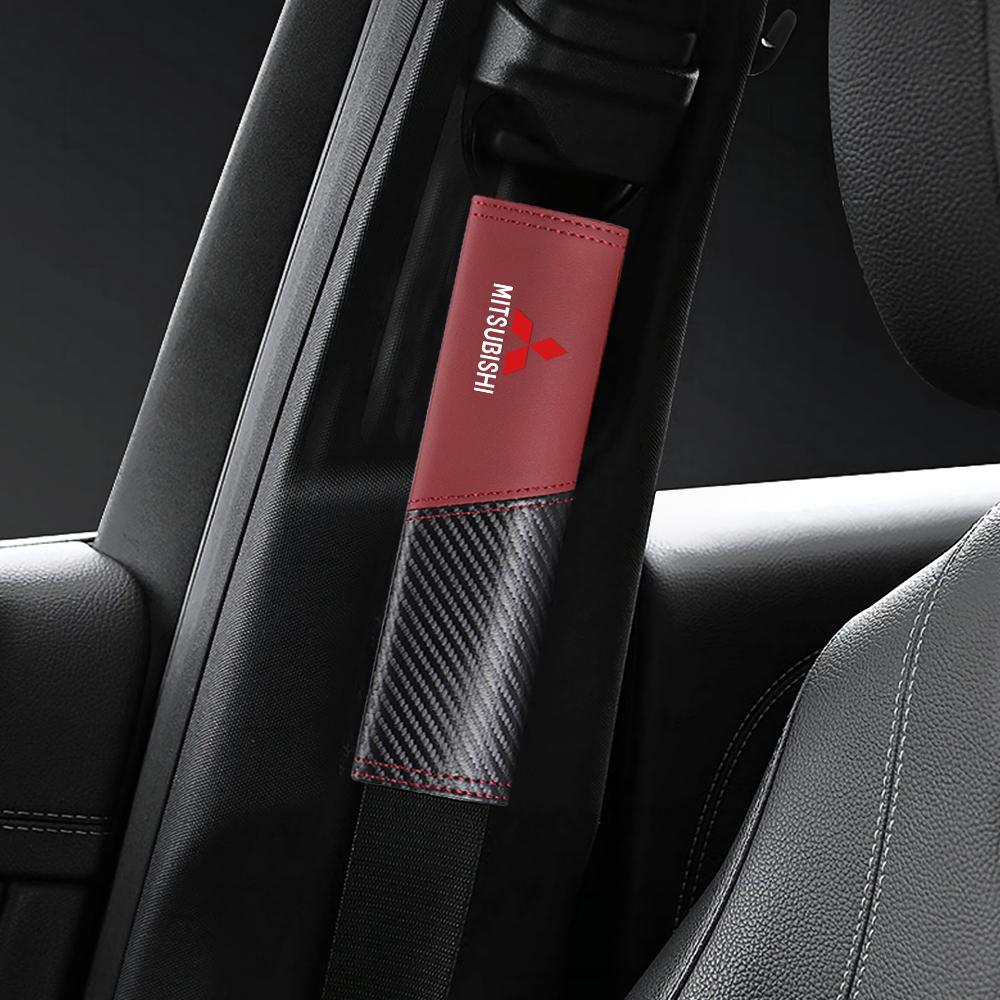 2Pcs Car Seat Shoulder Cover Seatbelt Pad Car Accessories For Mitsubishi Space Star Eclipse Cross ASX Xl Lancer Galant Ralliart