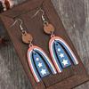 Elegant Star and Stripes Earrings for Independence Day Parties Wooden Earrings Patriotic Ear Accessories for Women