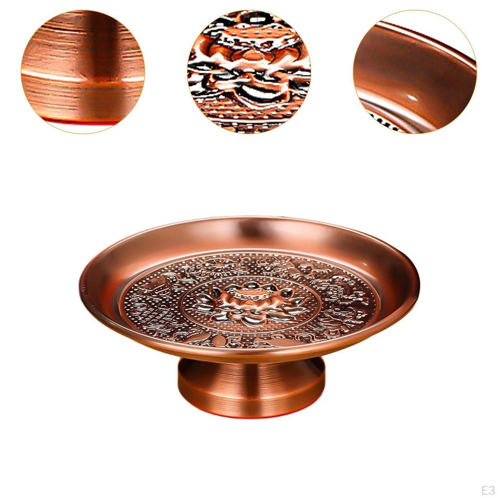 Buddhist Fruit Bowl Decorative Lotus Design Stable Base Footed Temple Tray for