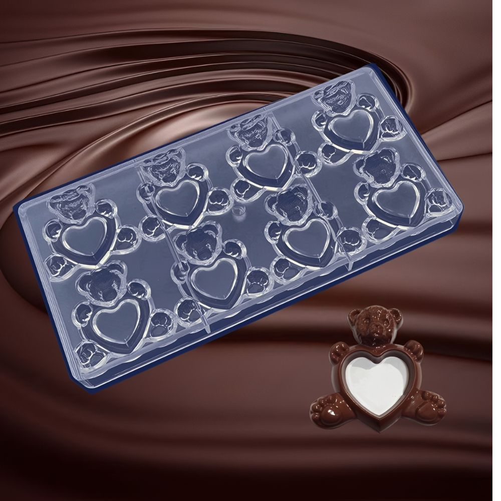 8-Cavity Plastic Chocolate Mold Cute Little Bear Romantic Valentine's Day DIY Candy Pudding Baking Tool YMY