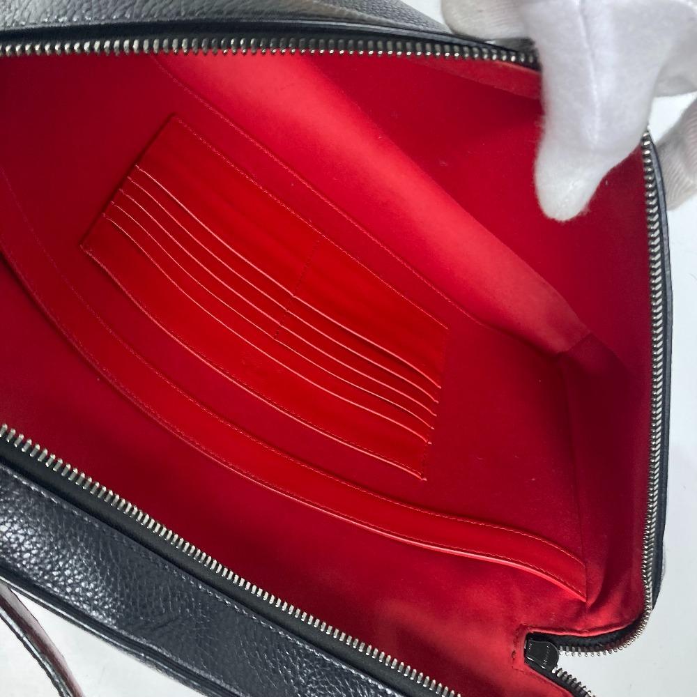 Christian Louboutin Logo Kibi Vanity bag Hand Bag Leather Black