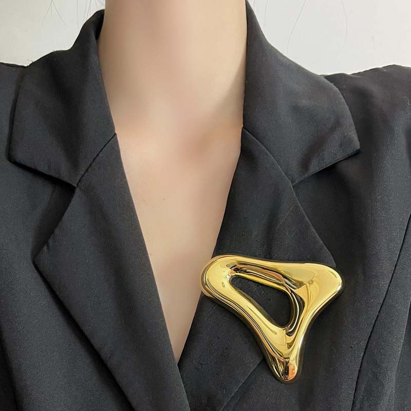 Broches Geométricos Huecos Irregulares de Metal Brillante Vintage para Mujeres Niñas Exquisitos Accesorios de Moda para Traje Joyería de Fiesta