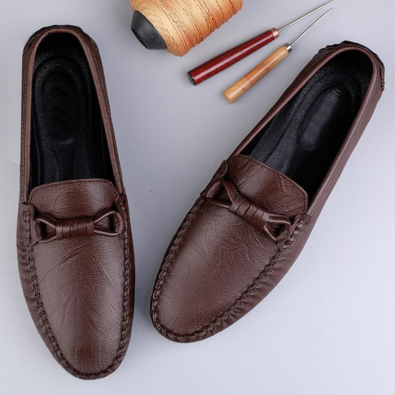 Fashion Luxury Brand Mens Leather Shoes Casual Driving Shoes Men Anti-skid Business Loafers High Quality Male Casual Shoes Slip on Flats