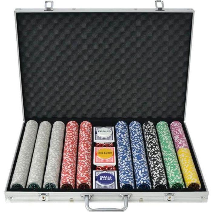 VidaXL Jeu de poker avec 1000 jetons Laser Aluminium