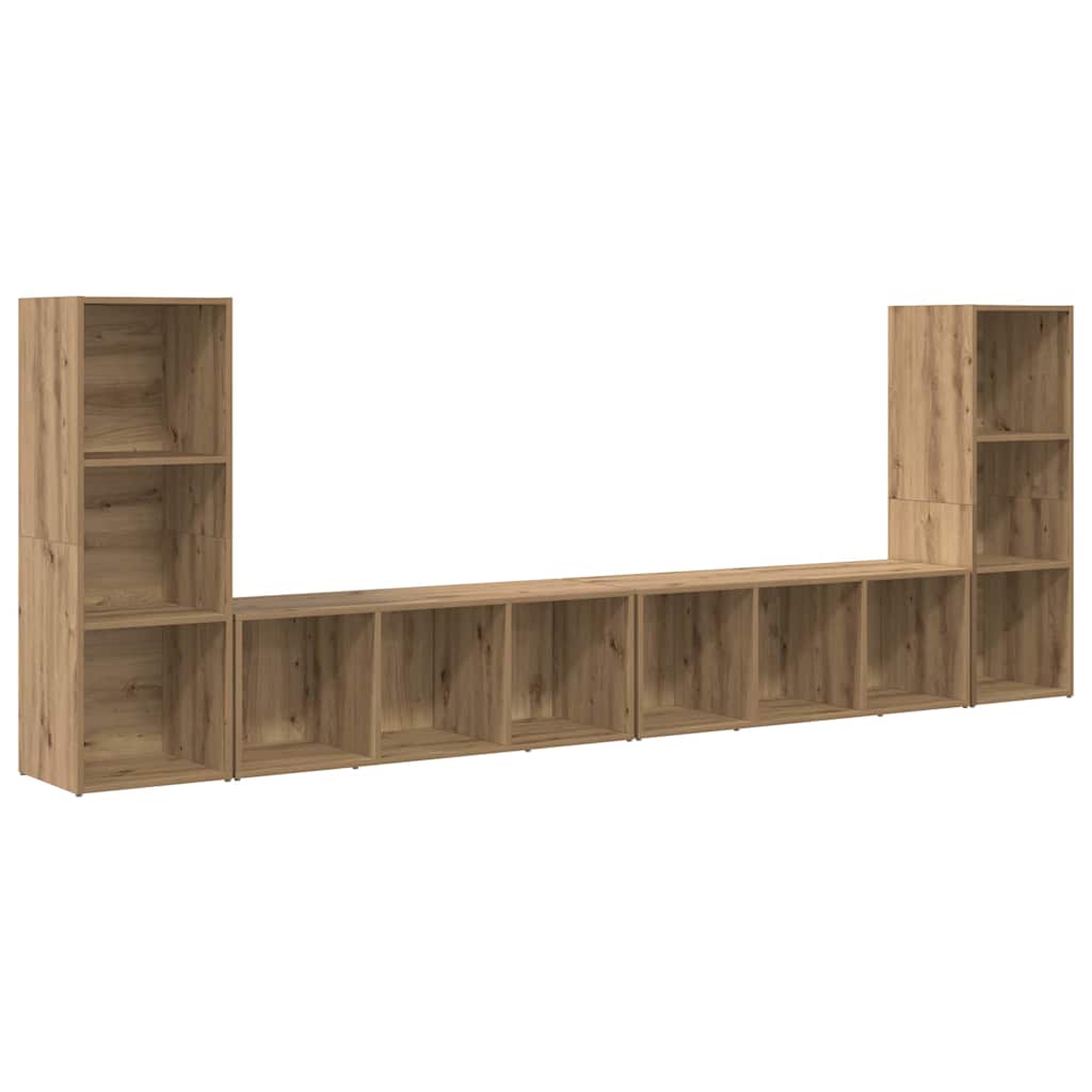 Wall Mounted TV Cabinet Set 4 Pcs Artisan Oak Finish 37 X 35 X 107 Cm