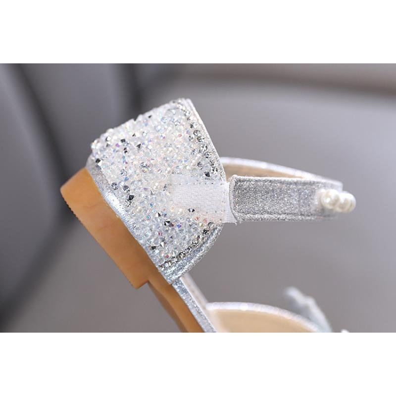 Spring-autumn Korean-style girls' small/medium/large children's dance flat shoes, performance shoes, princess leather shoes with bowknot