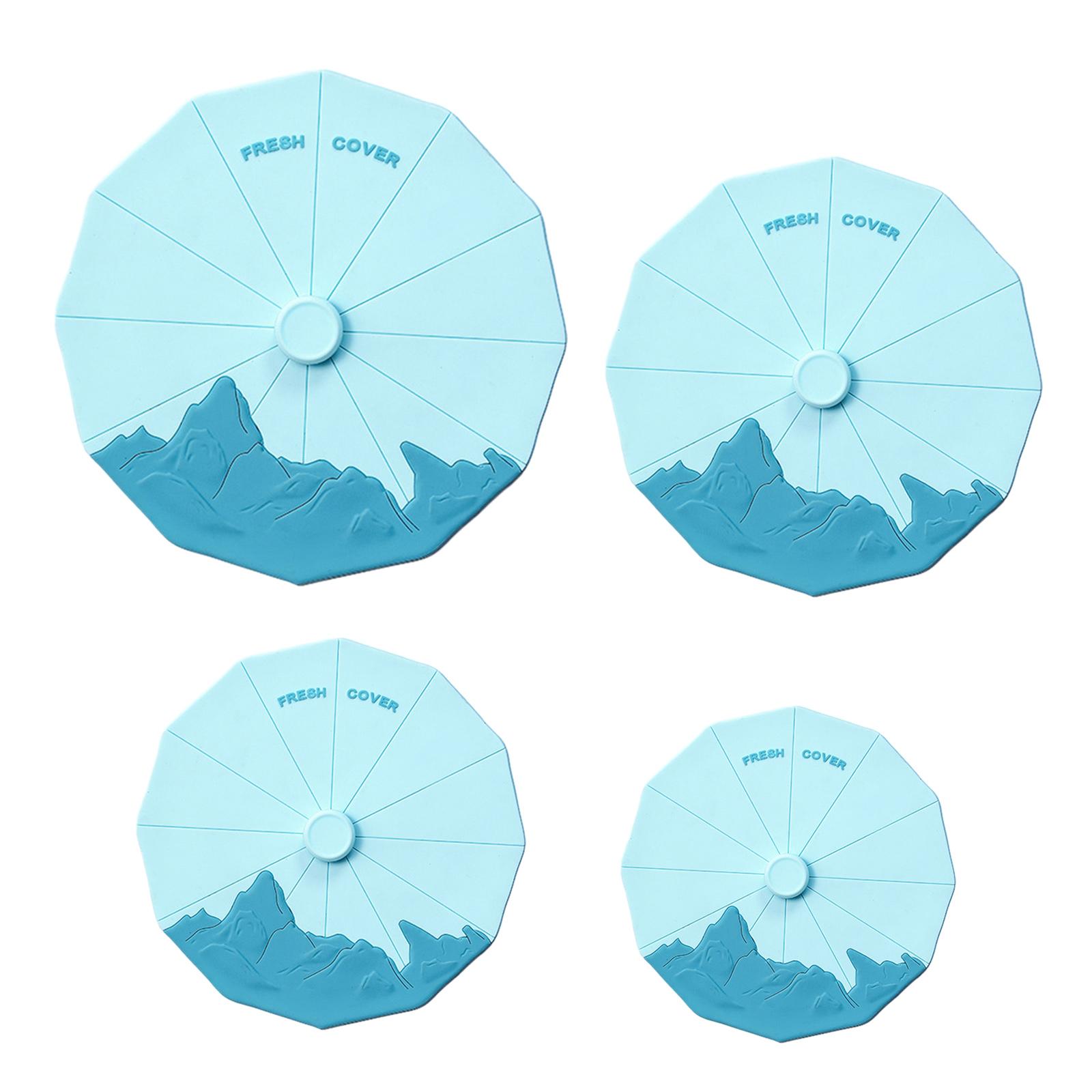 

Набор из 4 силиконовых крышек для мисок разных размеров, герметичные крышки для мисок, многоразовые крышки с вакуумной присоской для кастрюль и чашек синий