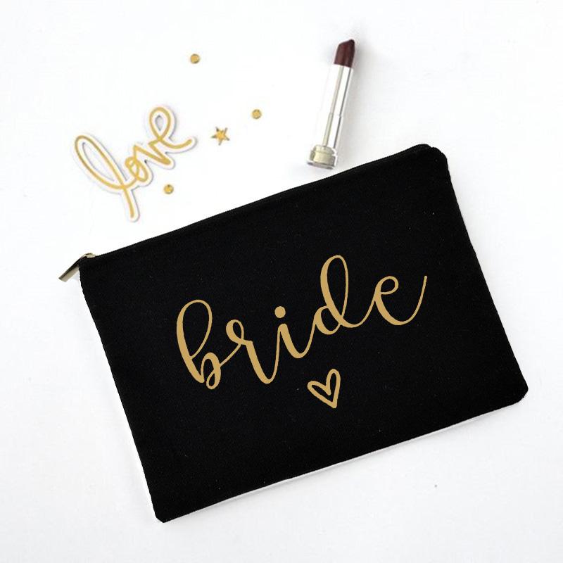 Team Bride Makeup Bag Bachelorette Party Cosmetic Bags Bridesmaid Toiletries Organizer Female Storage Make Up Case Wedding Gifts