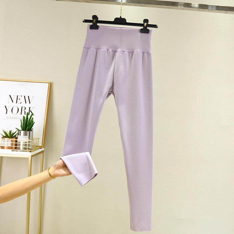 Women's High Waist Seamless Thermal Fleece-Lined Knit Leggings for Winter