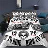 3D Motorrad Schädel Bettbezug Set Full Queen King Size Polyester Bettwäsche Set Doppel Einzel Bettdeckenbezug Set Für Erwachsene Jugendliche