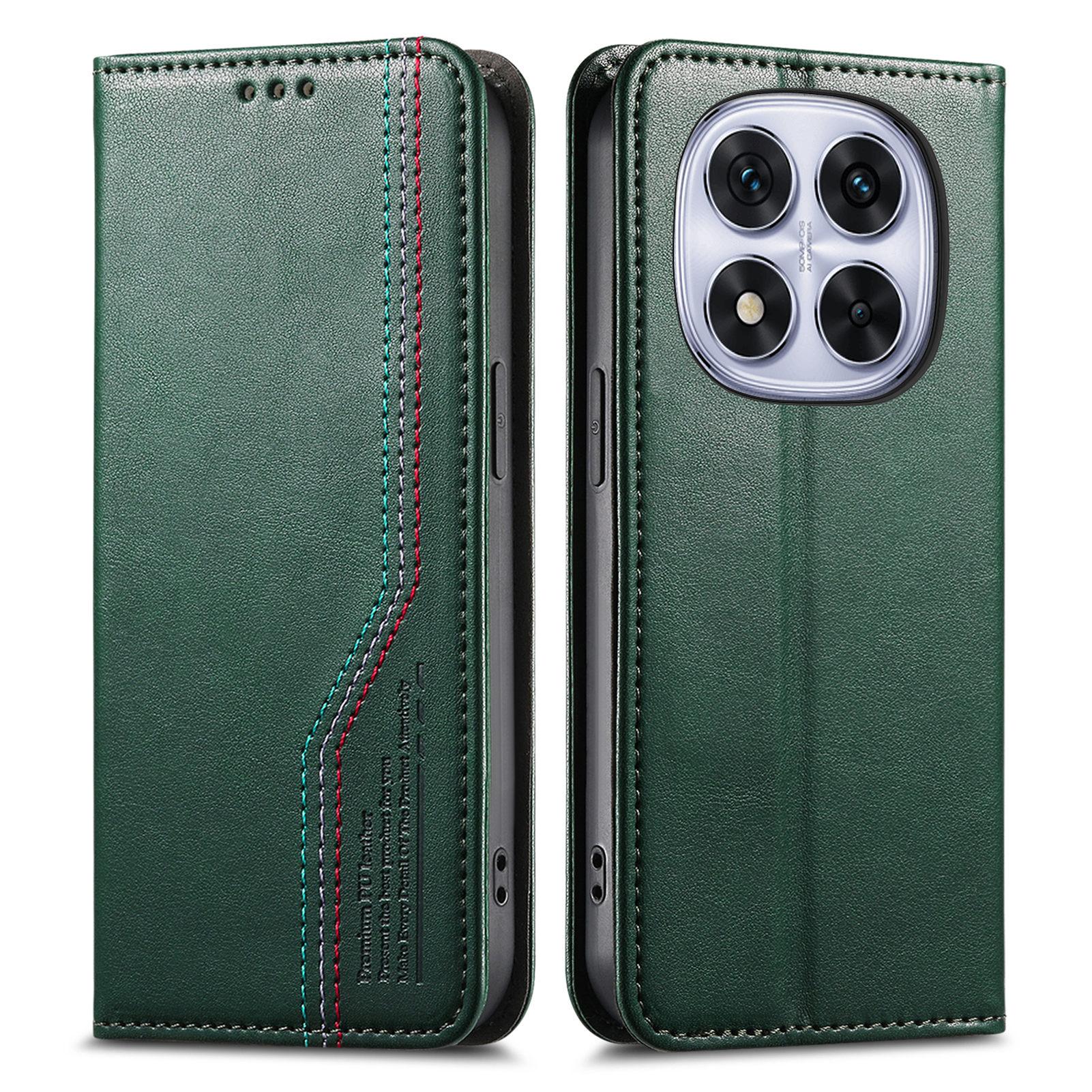 

For Xiaomi Poco M8 Pro 5G/Redmi Note 15 Pro+ 5G (Global) Case Wallet Tri-Color Stitching Leather Phone Cover with Elastic Wristband
